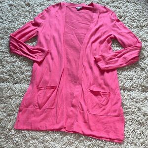 J. Jill Open Front Cotton 3/4 Sleeve Pink Small Cardigan
